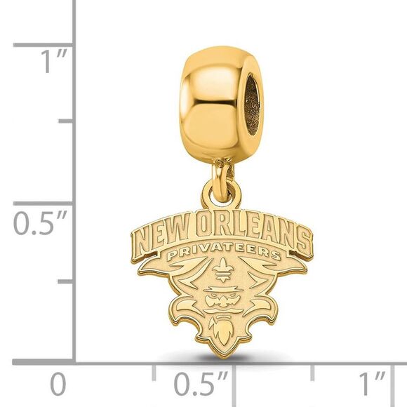 14k Gold Plated Silver University of New Orleans Sm Dangle Bead Charm - Picture 3 of 4